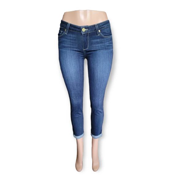 PAIGE Skyline Skinny Crop Jeans – Dark Wash, Size 26, Mid-Rise Stretch Denim - Picture 2 of 10
